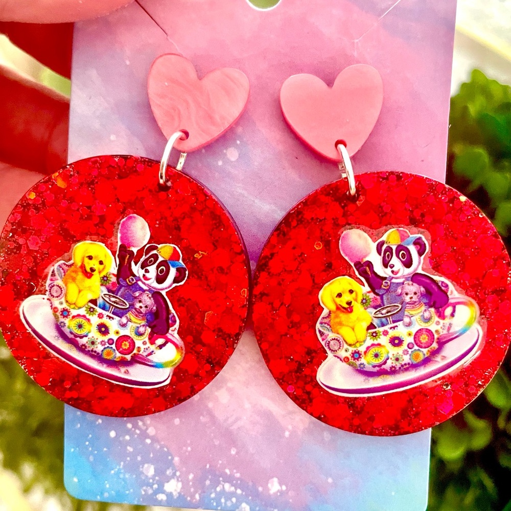 Panda and Puppies Acrylic Earrings